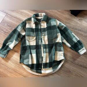 DSG Oversized Green and Cream Plaid Jacket